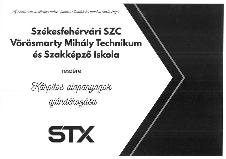 STX HORSEBOXES Kft. jóvoltából kárpitos alapanyagok ajándékozása iskolánknak